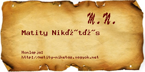 Matity Nikétás névjegykártya